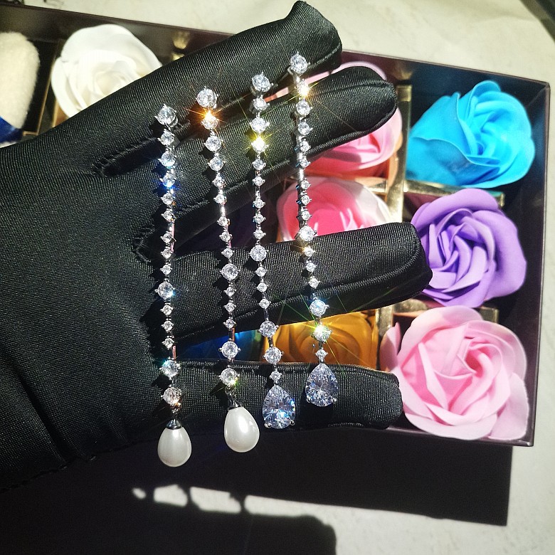 Sterg Sier Moissanite Tassel Drop Dangle Earrings For Women