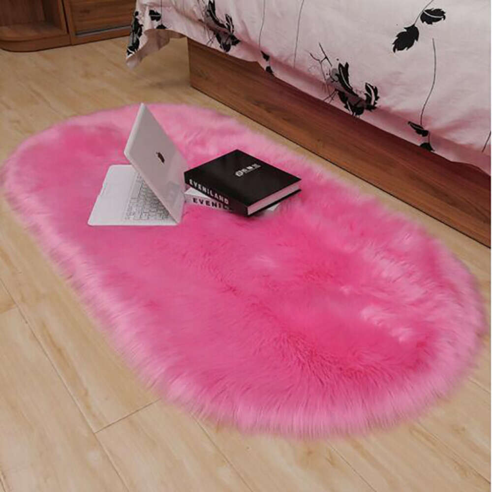 White Imitation Wool Bay Window, Floor Mat, Long Carpet, Living Room, Household Bedroom, Bedside Plush Blanket, Display Window