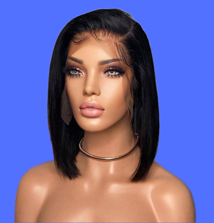 Short Bob Human Hair Wigs Brazilian Glueless Straight Lace Front Wigs For Women Transparent Lace Pre Plucked Bone Bob Wig