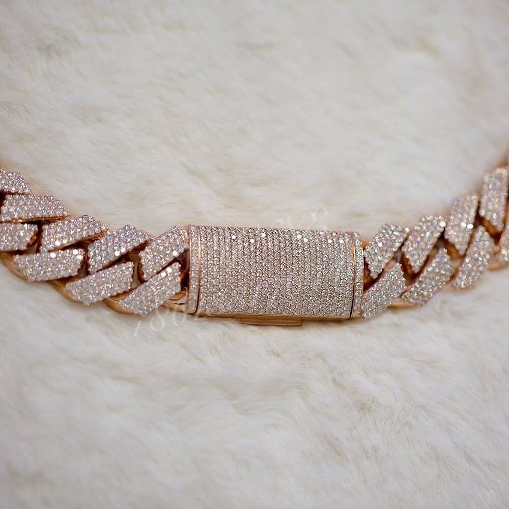 400g Heavier Big Guy 20mm 4 Row Diamonds 925 Sterling Silver Iced Out Vvs Moissanite Diamond Cuban Link Chain