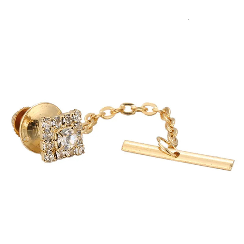 Tie Pin Mens Business Wedding Banquet Daily Gold Color Exquisite Crystal Lock Buckle 240301