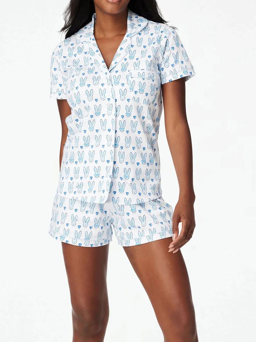 Designer Womens Cute Roller Rabbit Two Piece Pants Pamas Y2k Monkey Prefabricated Printing 2-piece Pama Short Sleeve Shirt Pj Shorts Set Casual Wear