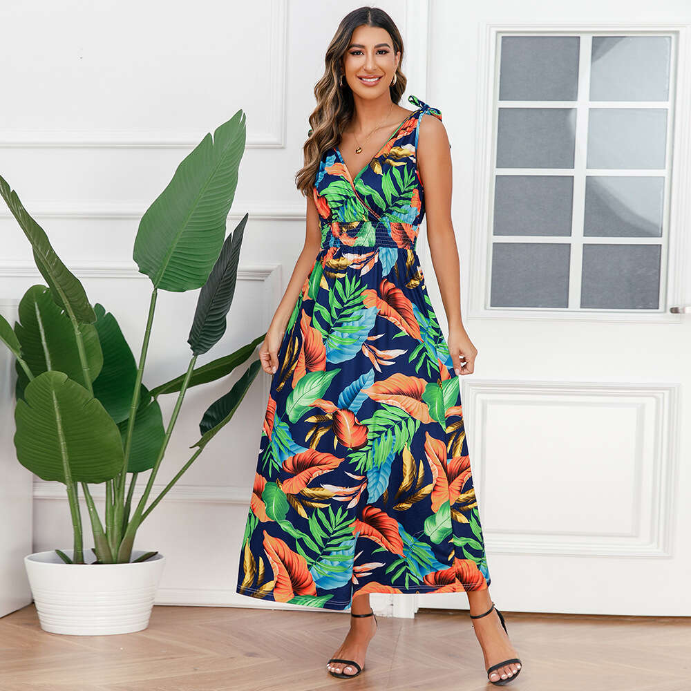 Hawaiian Beach Skirt 2024 Summer Printed Long Women's Dress