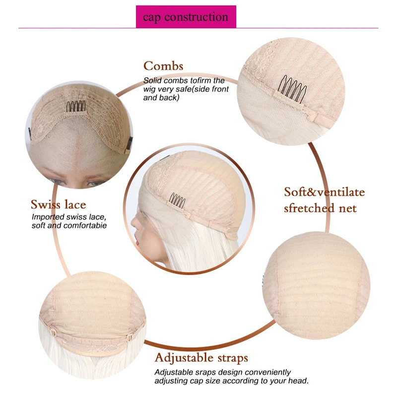 Charisma White Hair Long Body Wave Lace Front Wig Pre Plucked Synthetic Lace Frontal Wigs for Women Pink Blue Red Wig Daily Use 240312