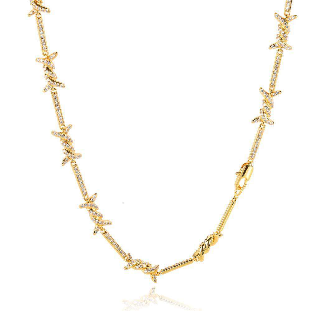 Jewelry 2.5mm Iron Wire Hip Hop Micro Set Zircon Sun Button Fine Thorn Chain Couple Necklace