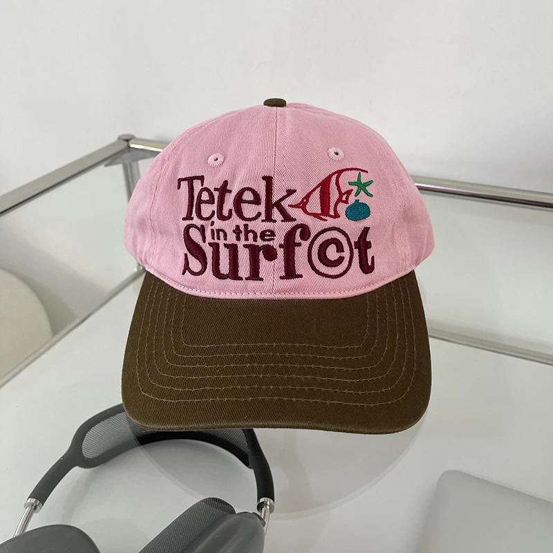 Niche American Retro Contrasting Baseball Caps for Women Summer Korean Ins Embroidery Soft Top Casual Mens Hats 240312