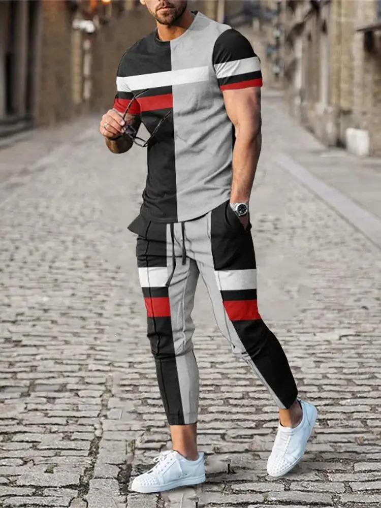 Oversized Mens Clothing Sets Summer T Shirts Pants 2 Piece Suits Fashion Beach Short Tracksuit Casual Outdoor Outfits 240228