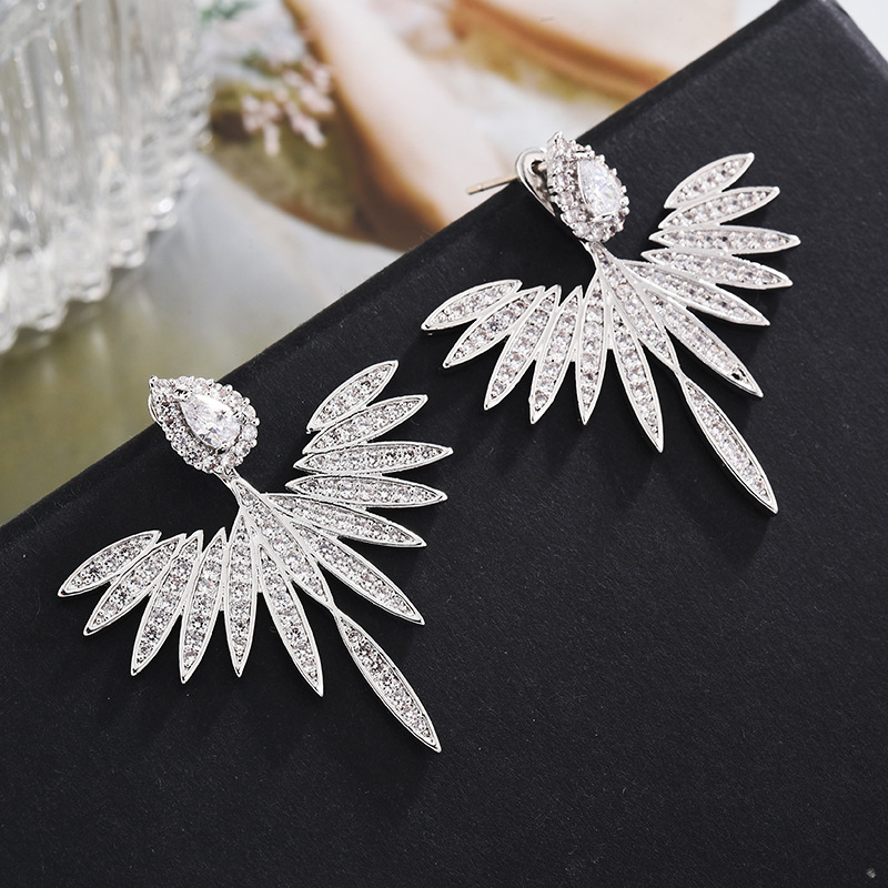 Handmade Chocuong Brand Stud Earrings Luxury Jewelry 925 Sterling Silver Pave White Sapphire CZ Diamond Gemstones Party Angle Wings Women Girls Earrin