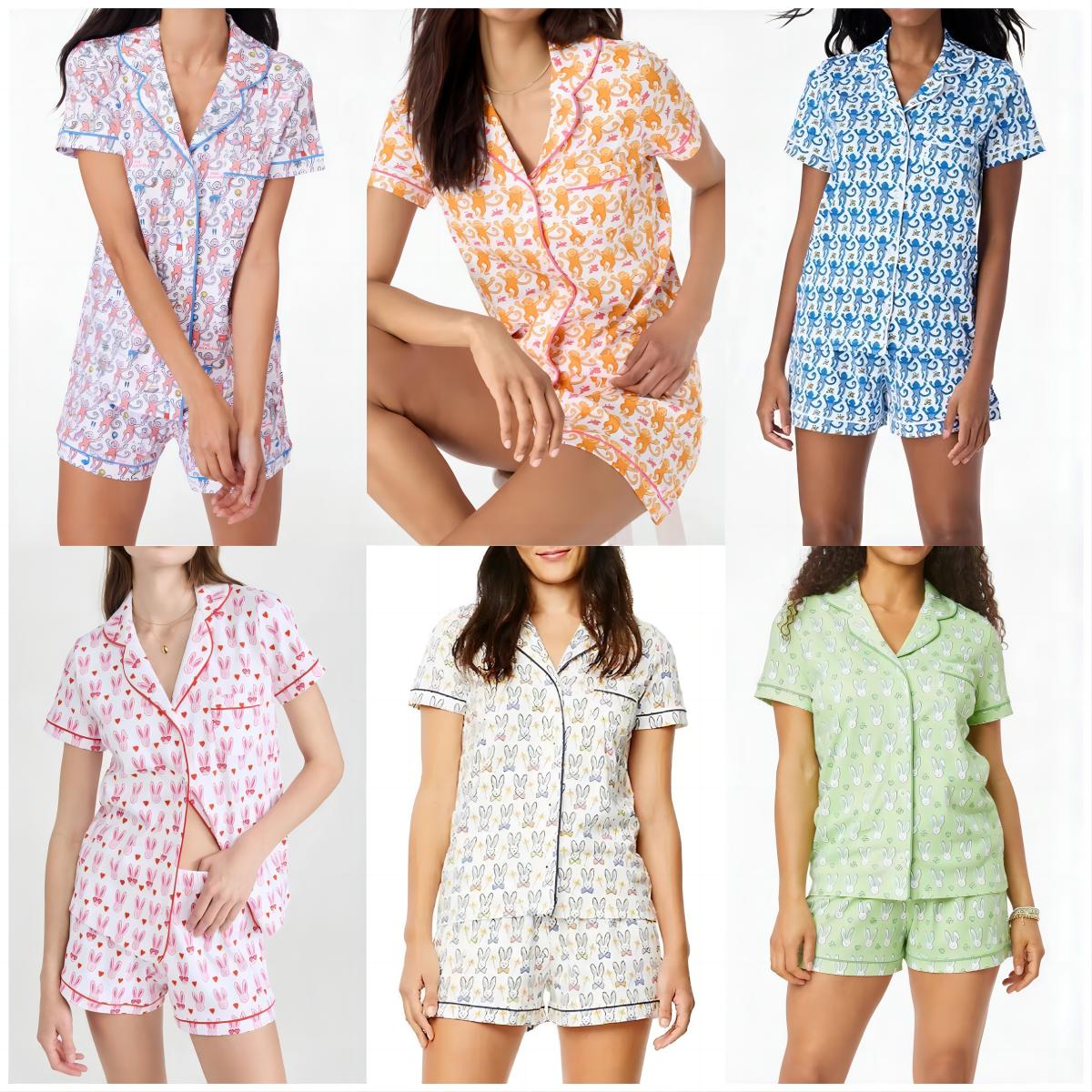 Designer Womens Cute Roller Rabbit Two Piece Pants Pamas Y2k Monkey Prefabricated Printing 2-piece Pama Short Sleeve Shirt Pj Shorts Set Casual Wear