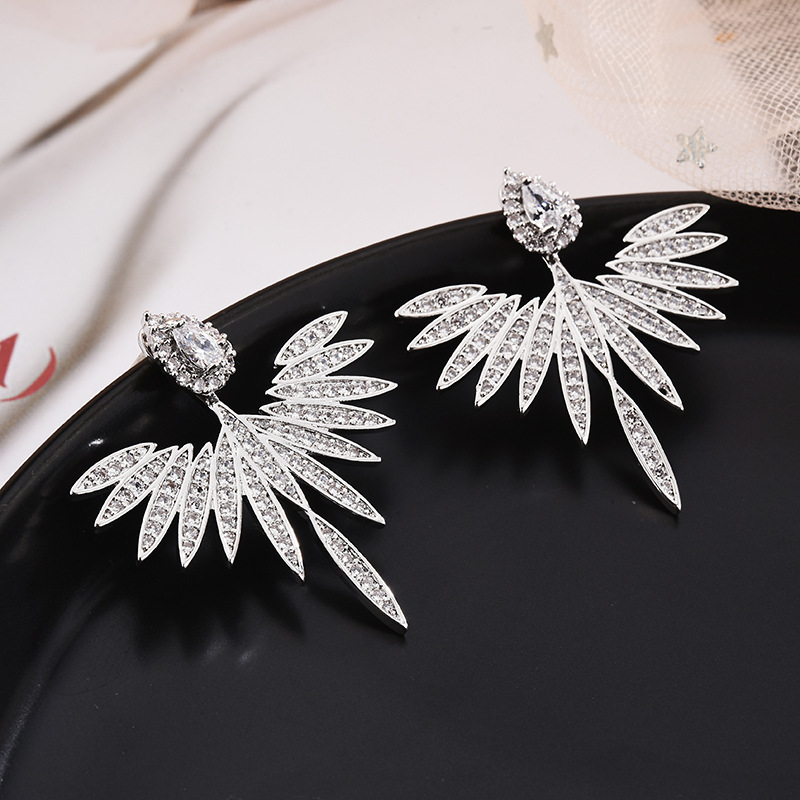 Handmade Chocuong Brand Stud Earrings Luxury Jewelry 925 Sterling Silver Pave White Sapphire CZ Diamond Gemstones Party Angle Wings Women Girls Earrin