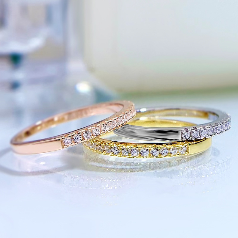2024 choucong ins top sell wedding rings simple fine jewelry real 100 sterg sier rose gold pave white moissanite dia party women engagement band ring