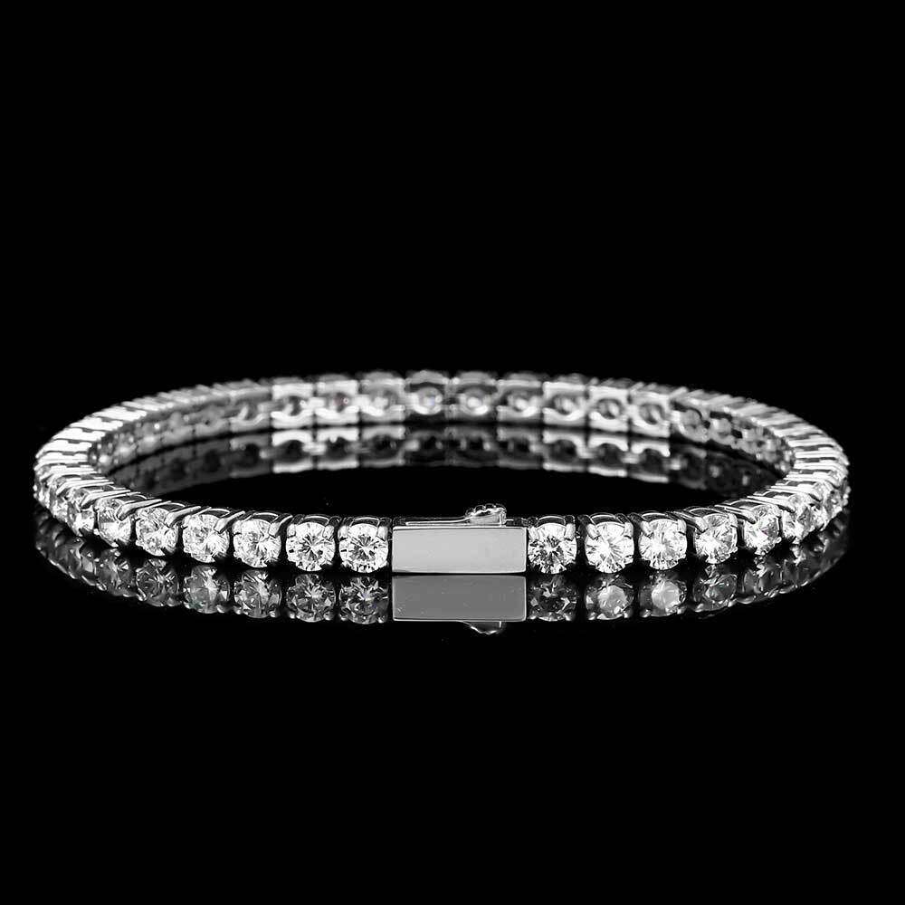 4mm Zircon Hip Hop Spring Buckle Stainless Steel Diamond Tennis Chain Versatile Minimalist Bracelet for Men and Women