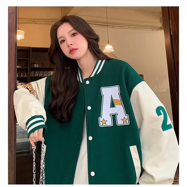 Korean Version of Retro Alphabet Print Baseball Uniform for Men and Women All-match Harajuku Style Loose Couple Jacket 240229