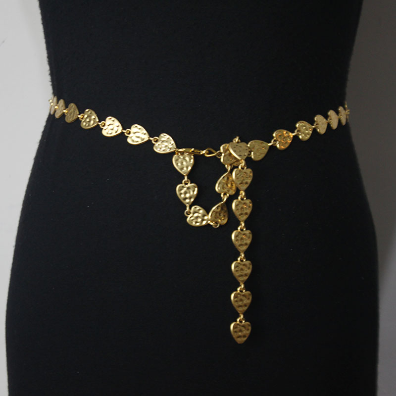 Waist pants classic waist chain small love pattern belt women hip hop style fashion thin waist belt 2024 trend