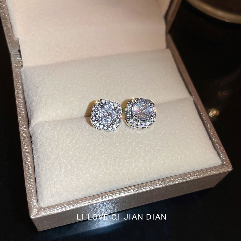 Statement Tennis Stud Earrings Real 925 Sterling Silver 8mm AAAAA cz Party Wedding Earrings Jewelry For Women Engagement Jewelry