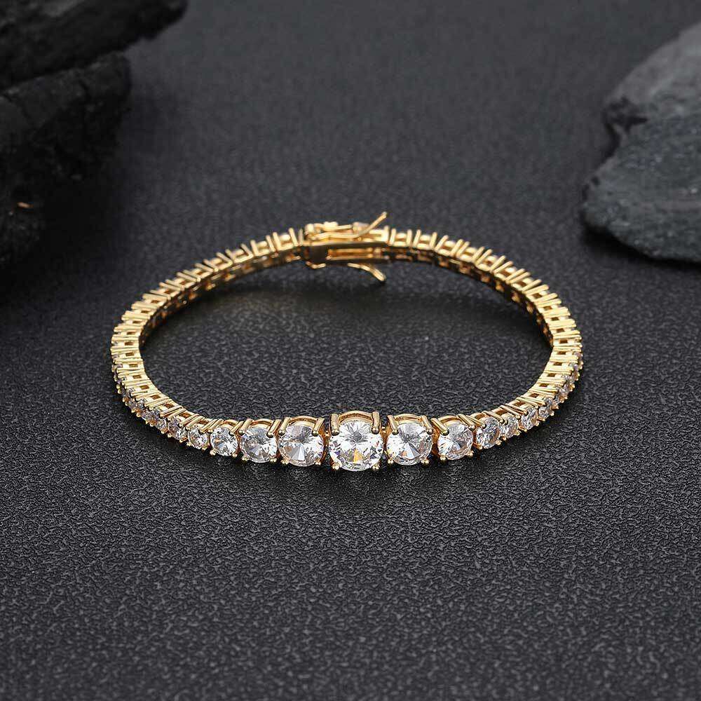 New Gradient Tennis Chain Size Zircon Hip Hop High End Jewelry Personalized Bracelet Accessories