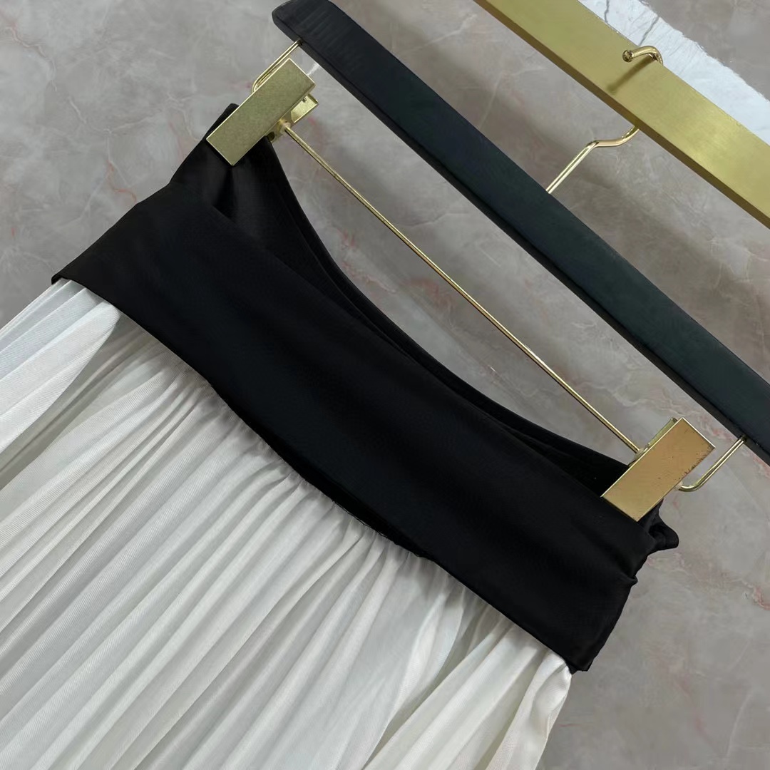 2024 Summer White Long Fitted Sashes Women's Skirts Milan Runway Sex Long Skirts Girls 3148