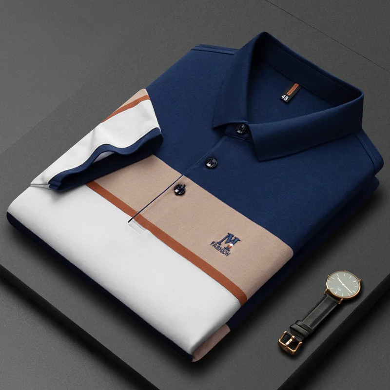 Premium striped M-line embroidery short sleeve POLO shirt Mens casual T-shirt Summer breathable cotton Paul shirt Mens wear 240309