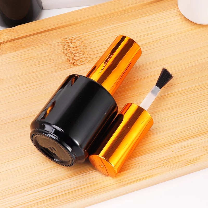 15ml Empty Nail Polish Bottles Black Clear Glass Travel UV Nail Gel Refillable Bottles with Brush Cosmetic Containers