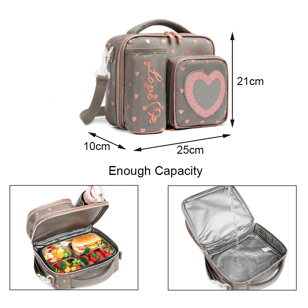 Large Capacity Lunch Box Waterproof Oxford Portable Zipper Thermal Bags with Bottle Pocket Lancheira Escolar Infantil 240226