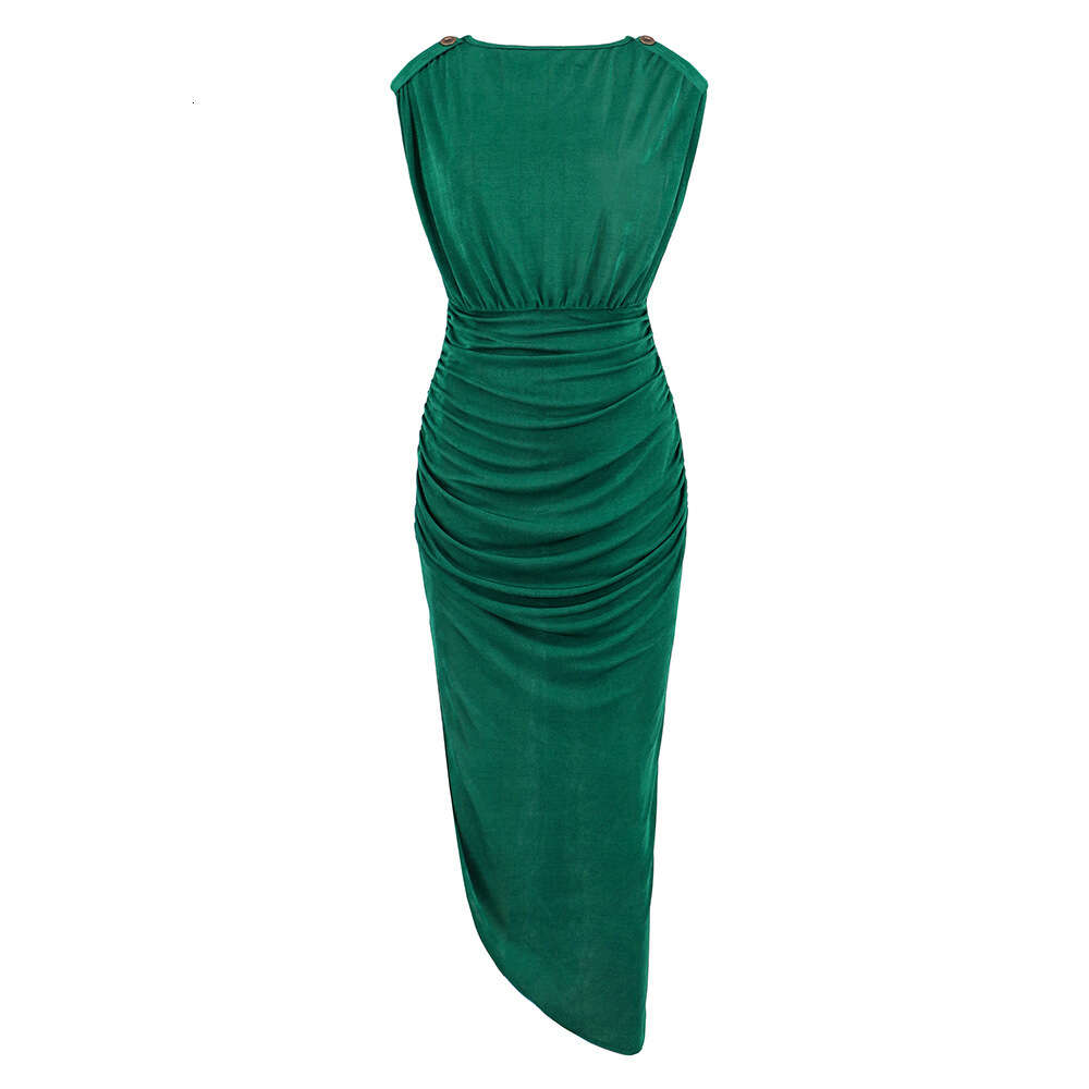 2024 Summer Sexy Slim Fit Style Dress Nightclub Pleated Side Split Skirt