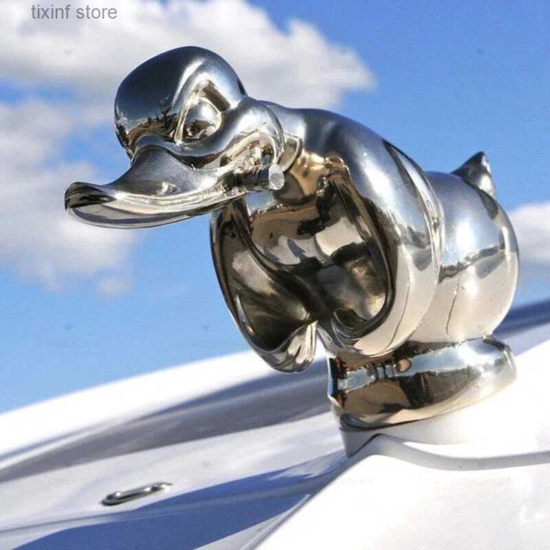 Decorative Objects Figurines Resin Angry Duck Sculptures Electroplating 3D Vehicle Ornaments Art Crafts Automobile Hood Duck Sculpture Car Exterior Ac