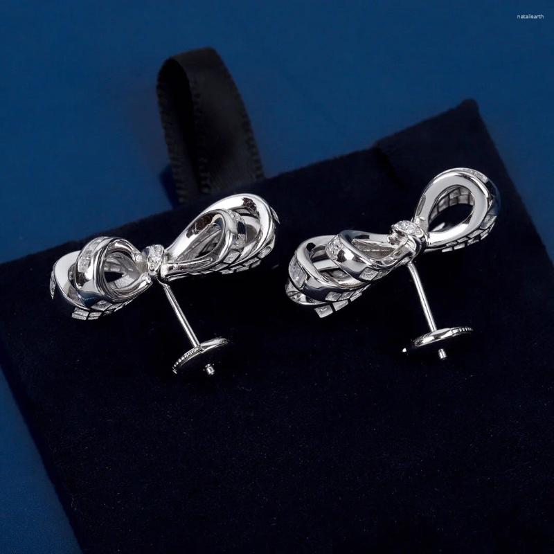 Stud Earrings 2024 High Quality Brand Anniversary Gifts Luxury Jewelry For Women Zircon Bowknot Wedding Sweet Cute Bow Ear Pin