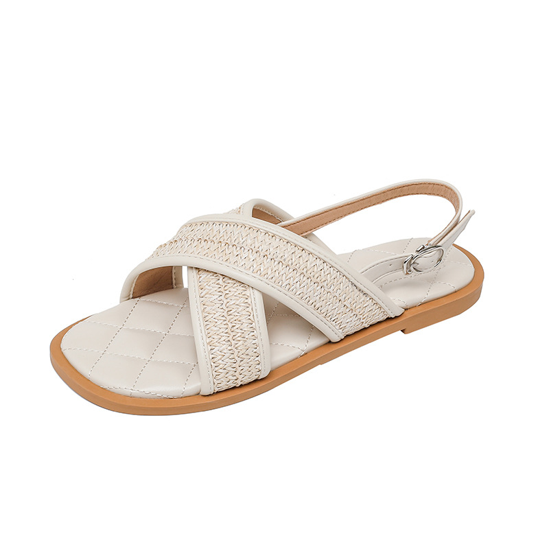 New-style small fragrant wind sandals fashion non-slip wearing cross-belt sandals flat sandals women summer i3dl#