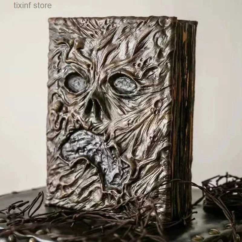 Decorative Objects Figurines New Necronomicon ResinDark Magic Book Demon Evil Dead Summon Book Horror Movie Prop Collection Halloween Home Room Deskto