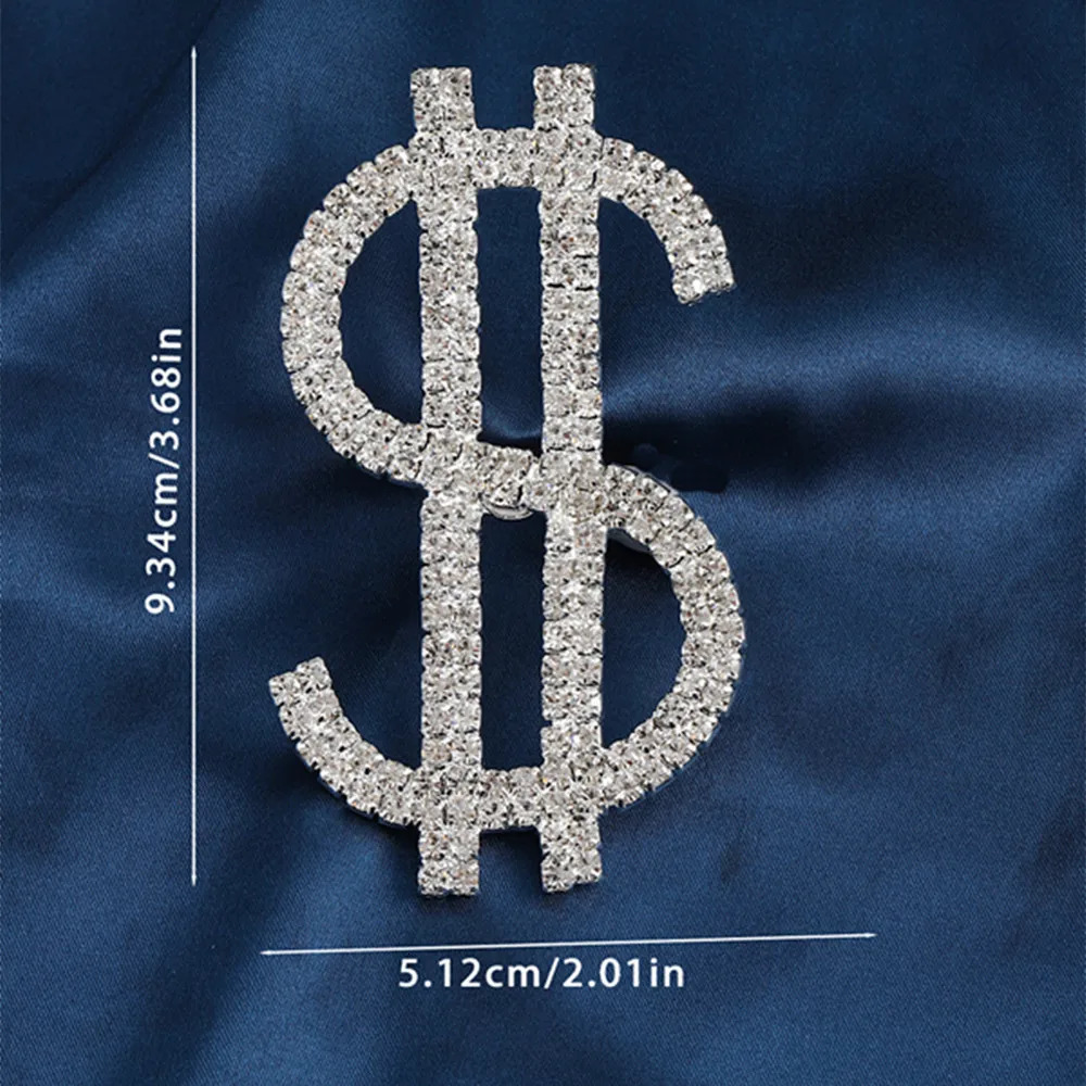 Exaggerated Oversized Dollar Sign Big Pendant Drop Earrings Rings Set for Women Crystal Money Dangle Jewelry 240305