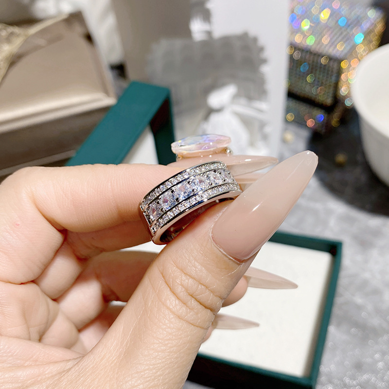 Channel setting ring Engagement Wedding Band Rings for women men Full AAAAA zircon cz 925 Sterling Silver Female Finger Jewelry