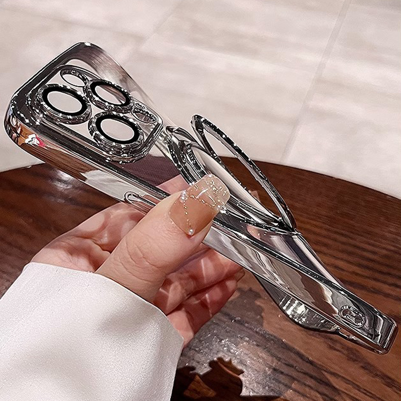 Clear Plating Magnetic Ring Bracelet Stand For Magsafe Case Soft TPU Shockproof Cover With Camera Lens Film Protector for iPhone 17 16 15 14 13 12 11 