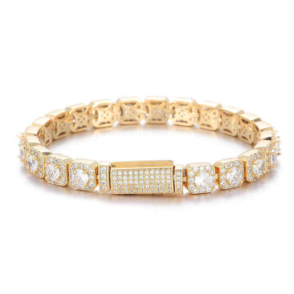 Hip Hop 7mm Flip Buckle Bracelet, Zircon Rock Sugar Chain Jewelry, Men's Bracelet
