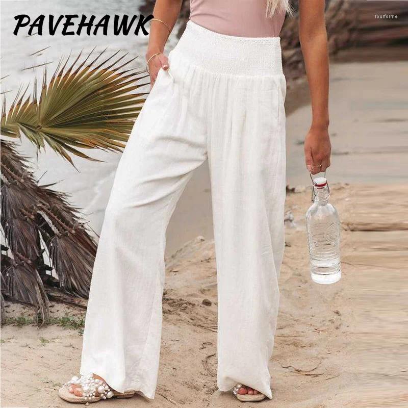 Cotton En Wide Leg Pants: Women's Casual Loose Solid Office Lady Trousers B4