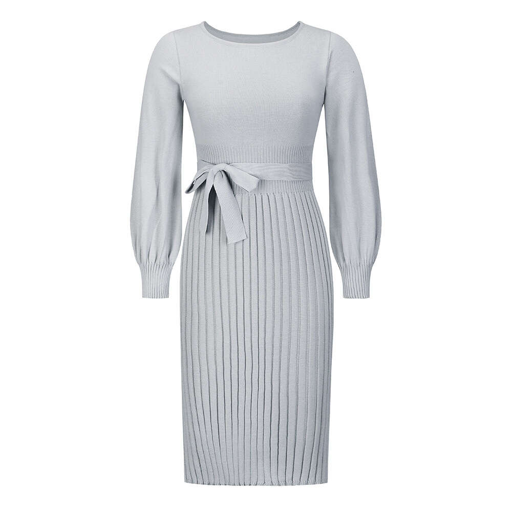 2024 Women's New Knitted Dress Slim Fit 100 Pleated Mid Length Bottom Sweater Skirt