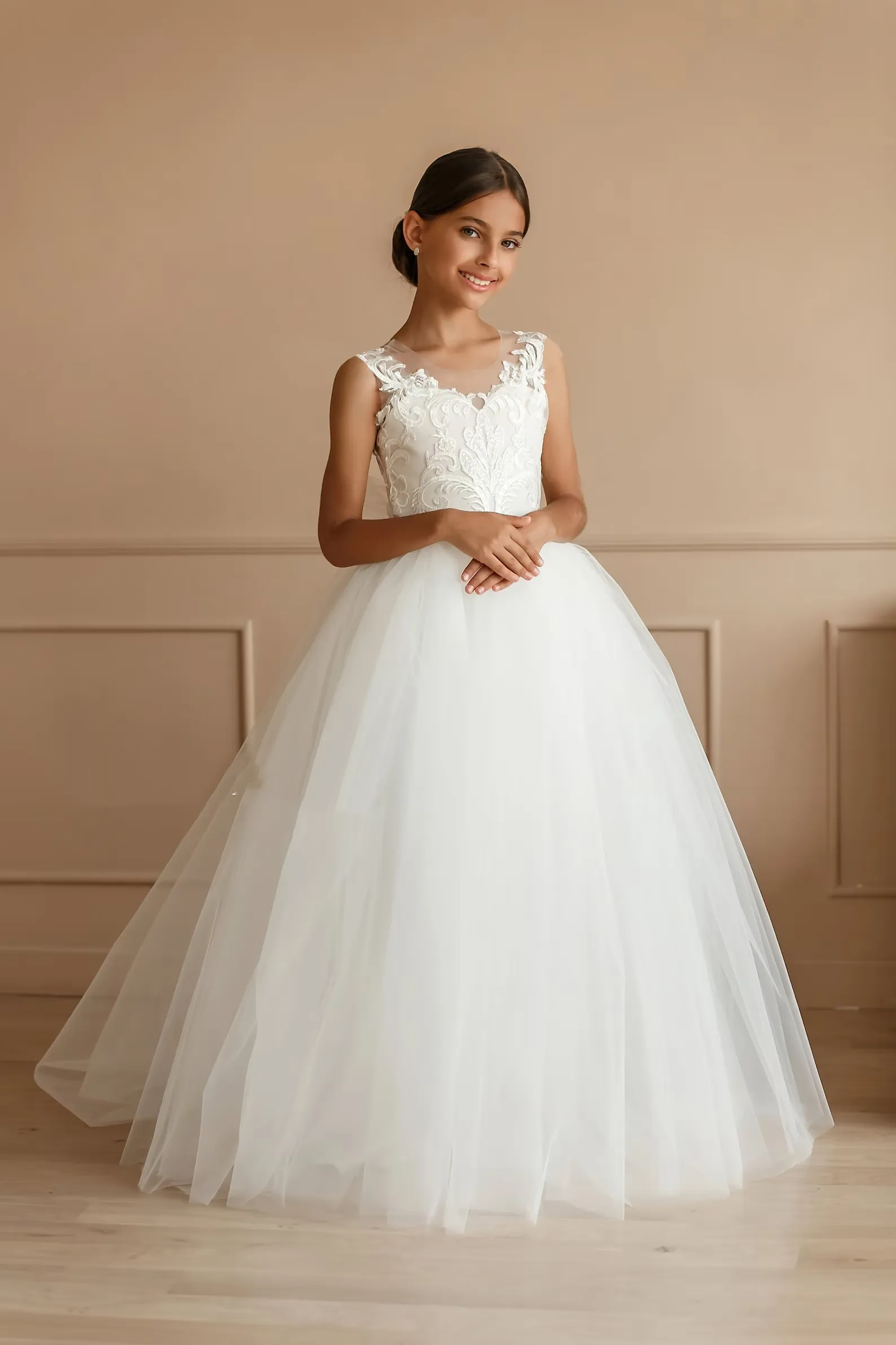 Boho Wer Girl Dress Tutu Ivory Tulle Lace Ballgown First Communion Gown Little Kid Infant Toddler Christening Baptism Junior Bridesmaid Wedding Guest 