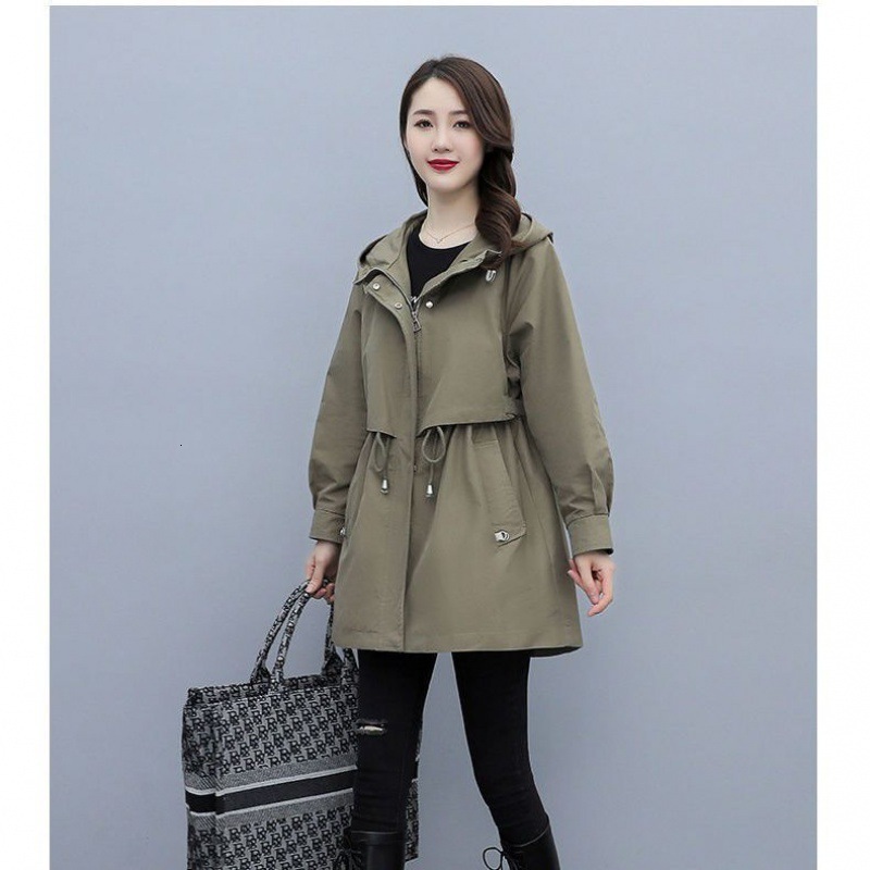 JAZZEVAR Autumn New Casual Women's Cotton X-Long Hooded Trench Coat Loose Clothing Oversized outerwear Good Quality 201211