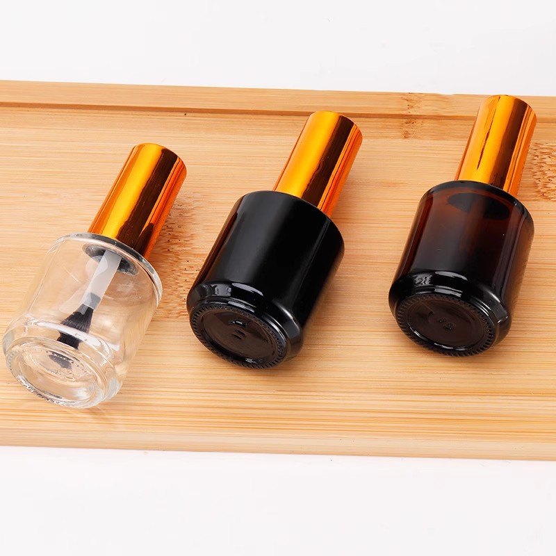 15ml Empty Nail Polish Bottles Black Clear Glass Travel UV Nail Gel Refillable Bottles with Brush Cosmetic Containers