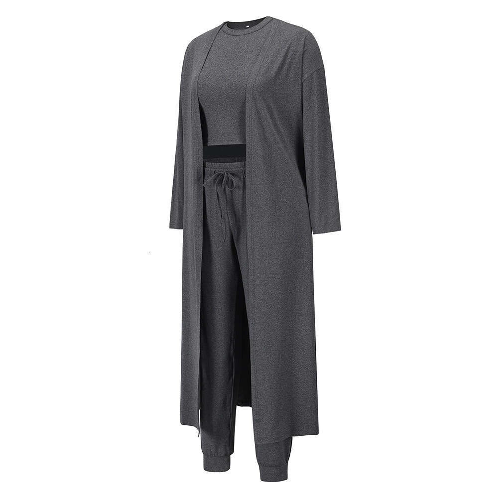 Han Yige Clothing Production Women's Knitted Three Piece Slim Fit Temperament Tank Top Long Pants Sports Set