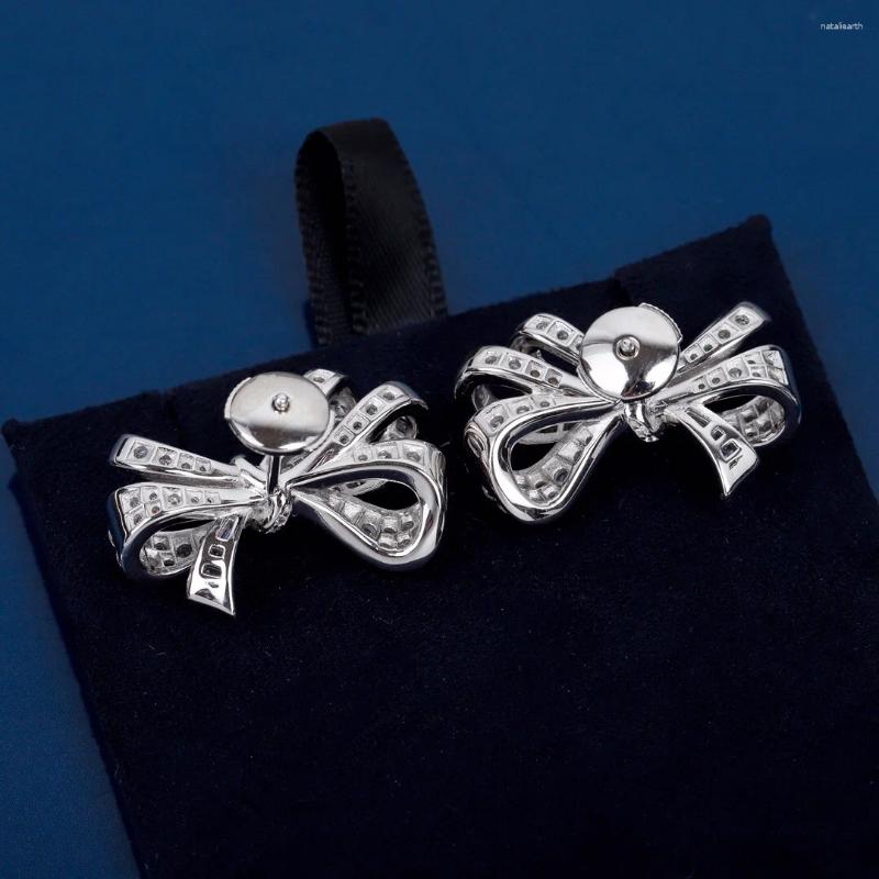 Stud Earrings 2024 High Quality Brand Anniversary Gifts Luxury Jewelry For Women Zircon Bowknot Wedding Sweet Cute Bow Ear Pin