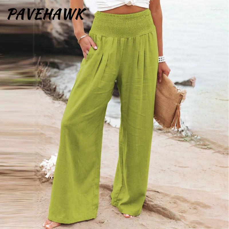Cotton En Wide Leg Pants: Women's Casual Loose Solid Office Lady Trousers B4