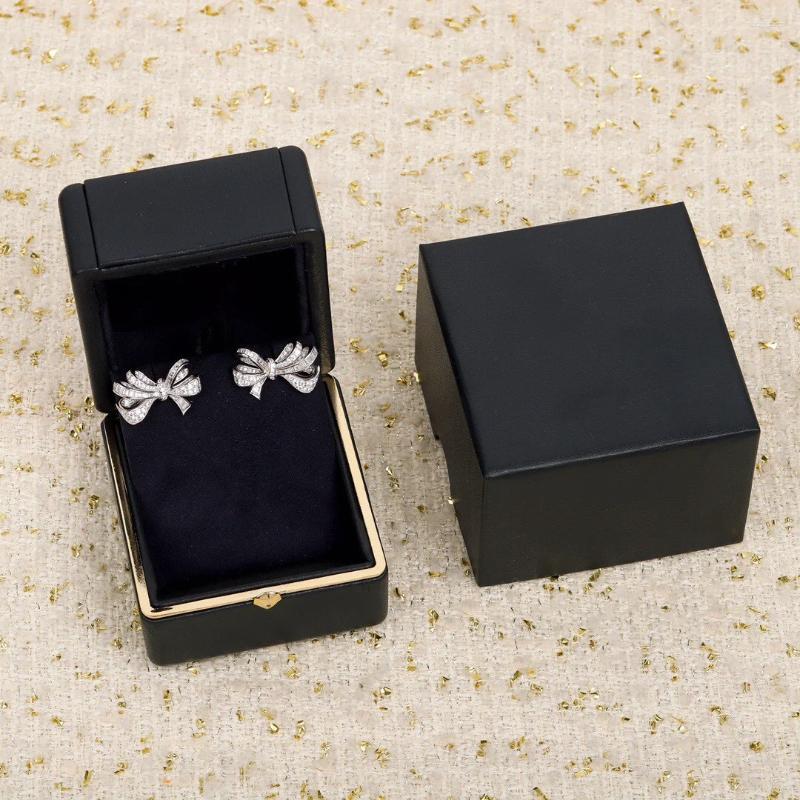 Stud Earrings 2024 High Quality Brand Anniversary Gifts Luxury Jewelry For Women Zircon Bowknot Wedding Sweet Cute Bow Ear Pin