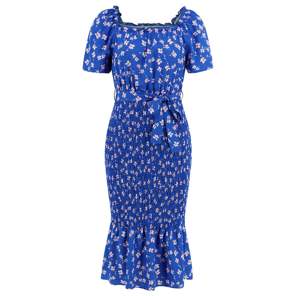 Women's Sexy Buttocks Wrapped Floral Skirt 2024 Summer Tight Fitting and Slim Looking Ruffled Edge Temperament Dress