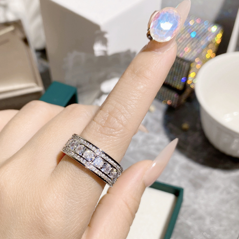 Channel setting ring Engagement Wedding Band Rings for women men Full AAAAA zircon cz 925 Sterling Silver Female Finger Jewelry