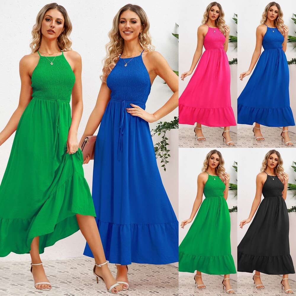 2024 Summer Temperament Fashion Sexy Sling Beach Dress Skirt Women's Wear