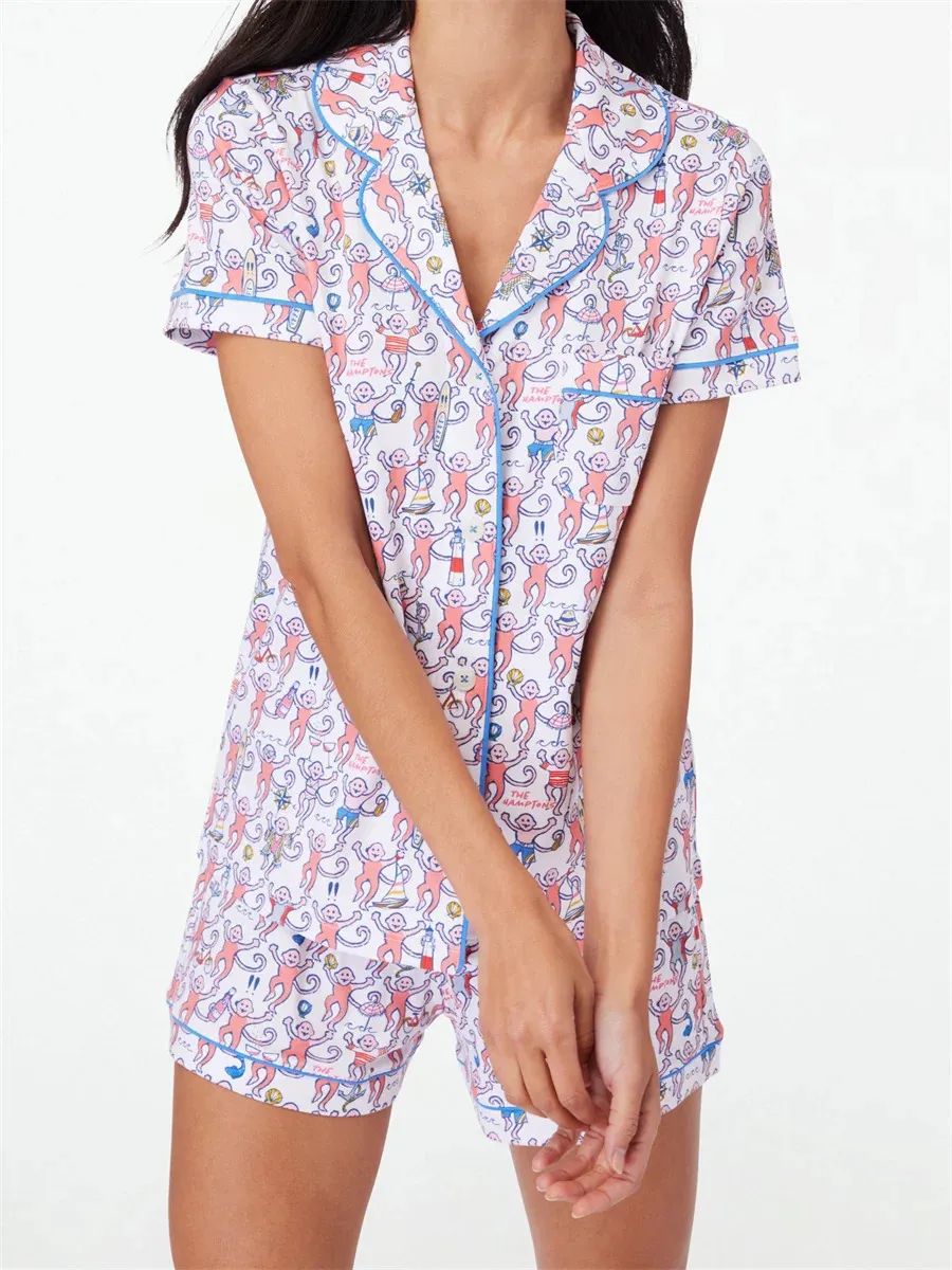 Designer Womens Cute Roller Rabbit Two Piece Pants Pamas Y2k Monkey Prefabricated Printing 2-piece Pama Short Sleeve Shirt Pj Shorts Set Casual Wear