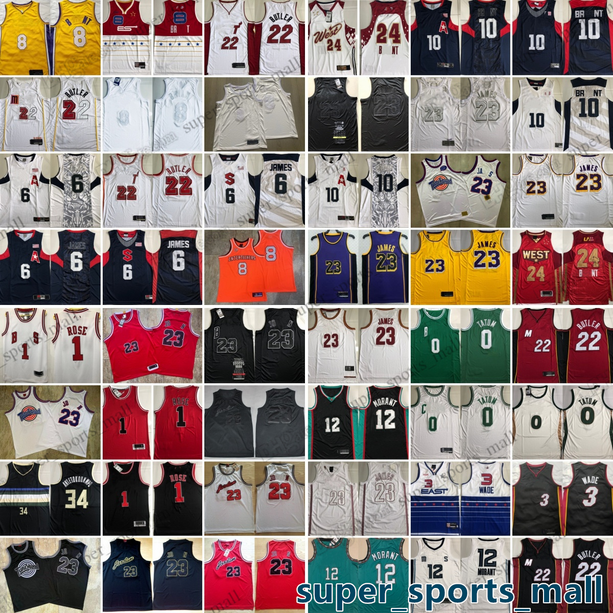 Real Stitched Basketball Jerseys 22 Clyde 34 Ray Drexler 33 Scottie Allen Pippen 4 Spud 7 Carmelo 15 Nikola Webb Anthony Jokic 91 Ron 34 Hakeem Artest Olajuwon Akagi