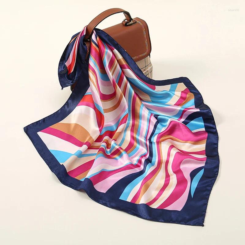 Scarves 60 60cm Fashion Square Silk Scarf Satin Print Small Head Neck Women Headscarf Kerchief Female Bandana Shawl Accessories