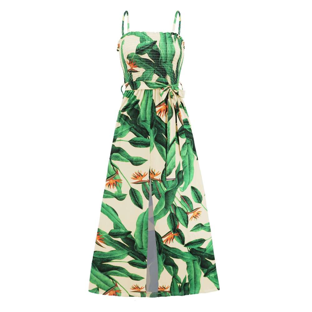 2024 Spring/summer New High Waist Split Bohemian Open Back Strap Long Dress for Women