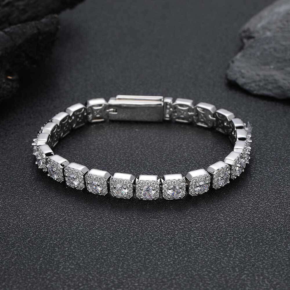 Hip Hop 7mm Flip Buckle Bracelet, Zircon Rock Sugar Chain Jewelry, Men's Bracelet